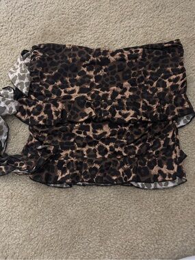 Lioness Leopard Print Ruffled Mini Skirt - Brown & Black
